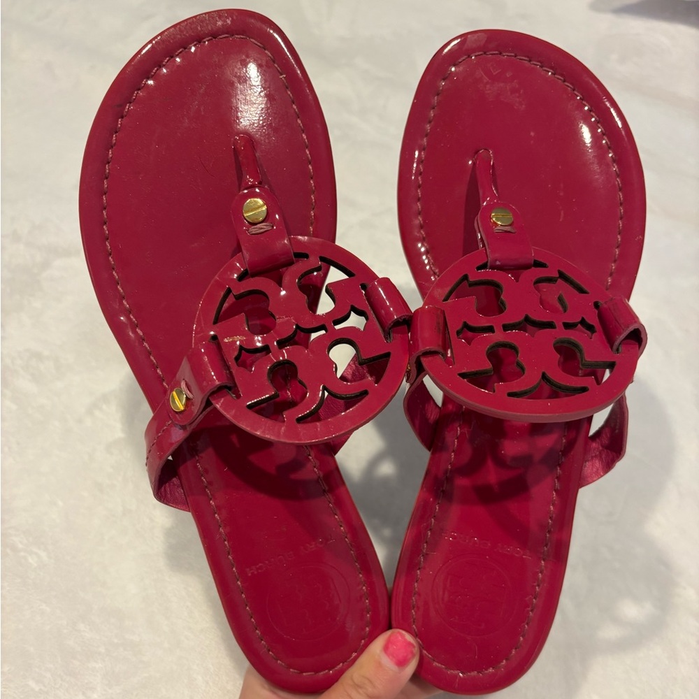 Tory Burch Red Sandals with Logo Detail